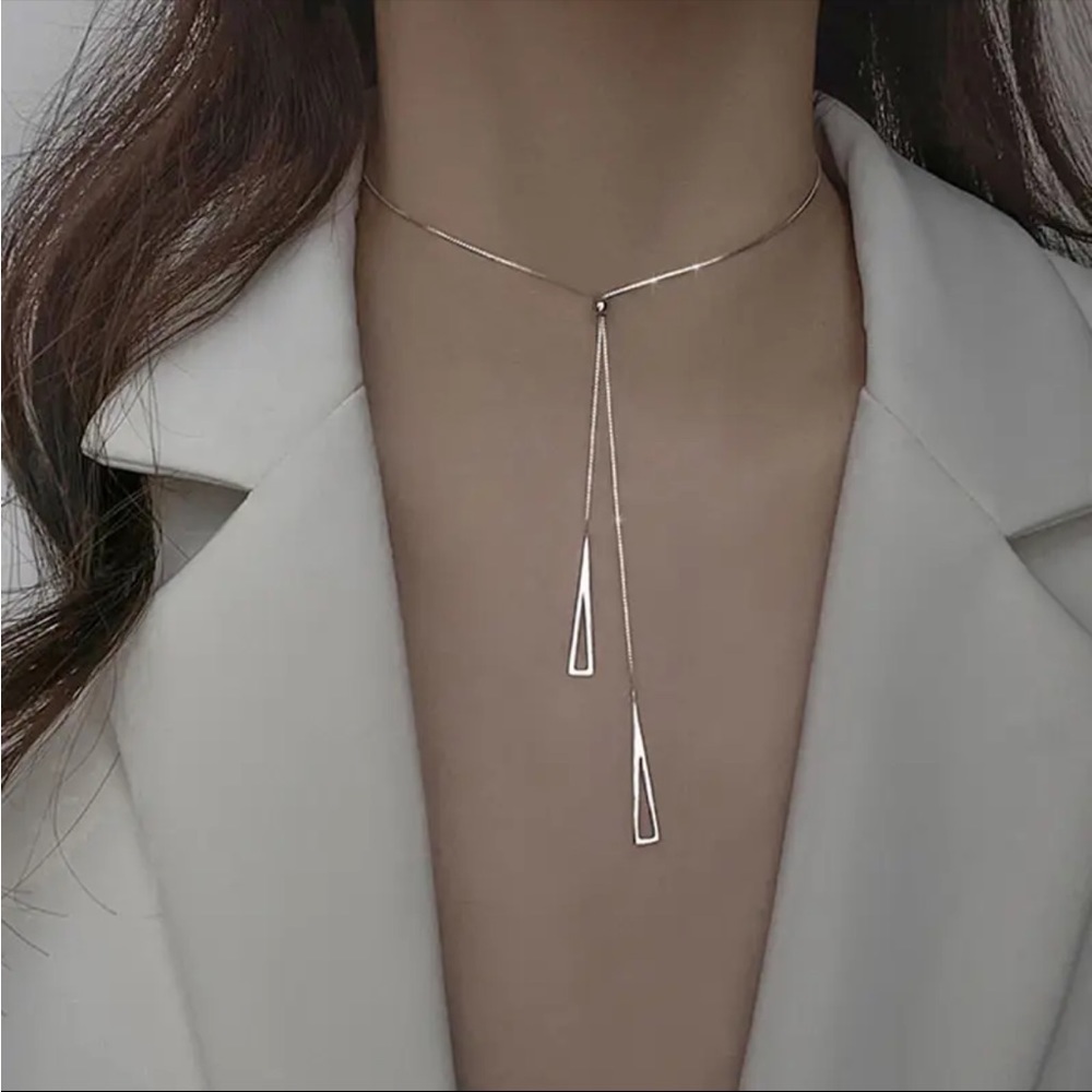 NEW Silver Triangular Slider Chain Necklace